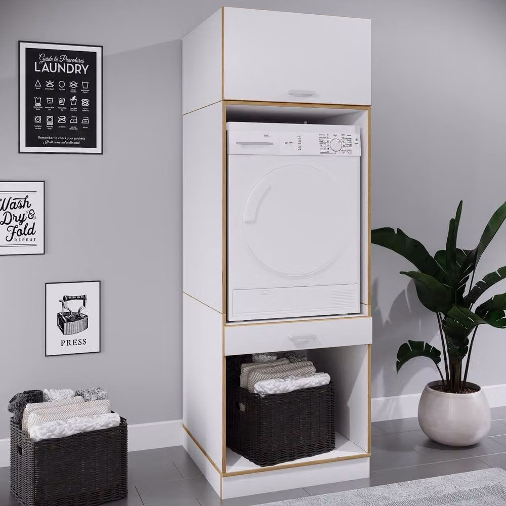 VCM Rislo OPXXL Freestanding Washing Machine Cabinet in White, H 200.0 x W 67.0 x D 68.0 cm – 3
