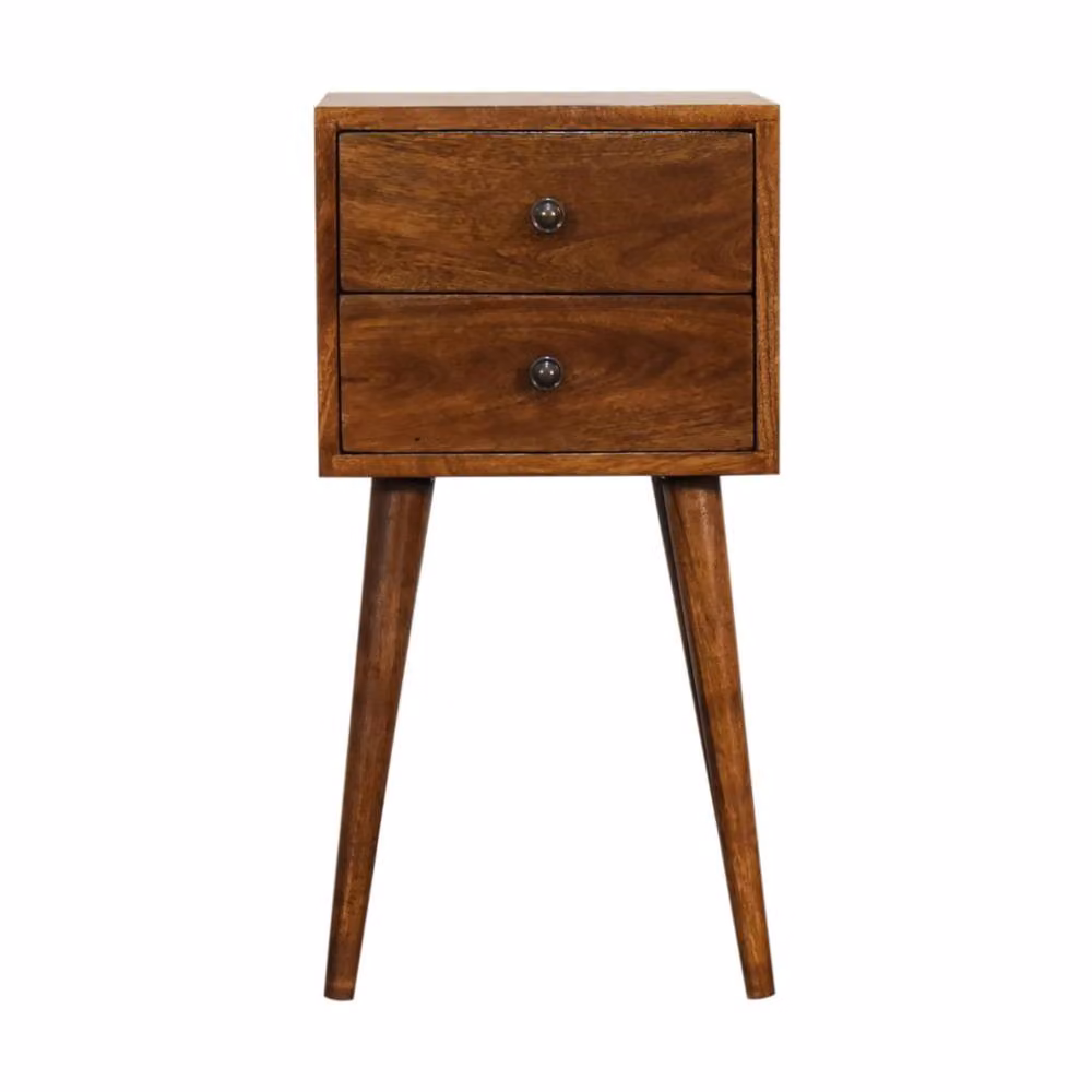 Wyld Haus Olbia Mini 2 Drawer Bedside Table in Brown Mango Wood – 2
