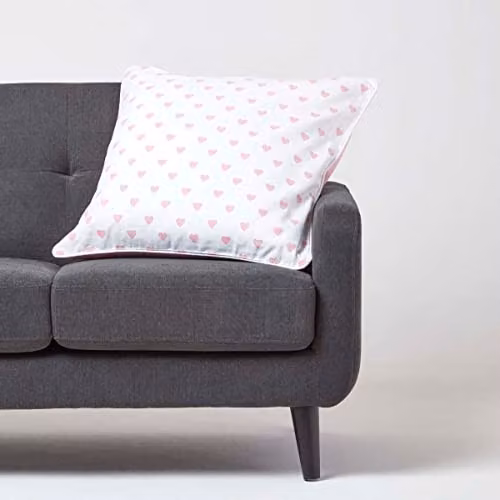 Homescapes Love Hearts Cotton Cushion Cover in Pink and White, W/D/H: 60 x 60 x 1 cm – 2