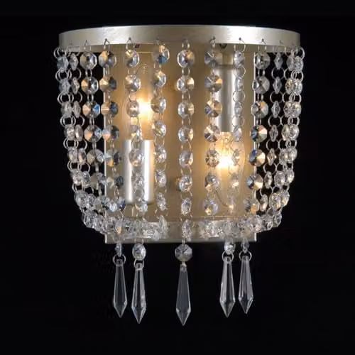 Netlighting Cortina Wall Lamp in Beige and Gold/Brass with Transparent Crystal Glass Shades, 2 Light, E14 – 2