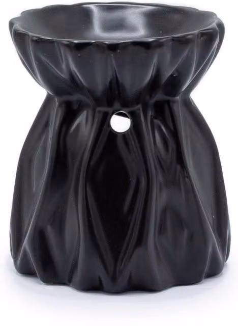 KDMD Black Geometric Ceramic Oil Burner and Tealight Lamp for Tabletop Decor
