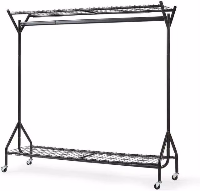 FLAVORA Heavy Duty Metal Clothes Rail in Matt Black – 1