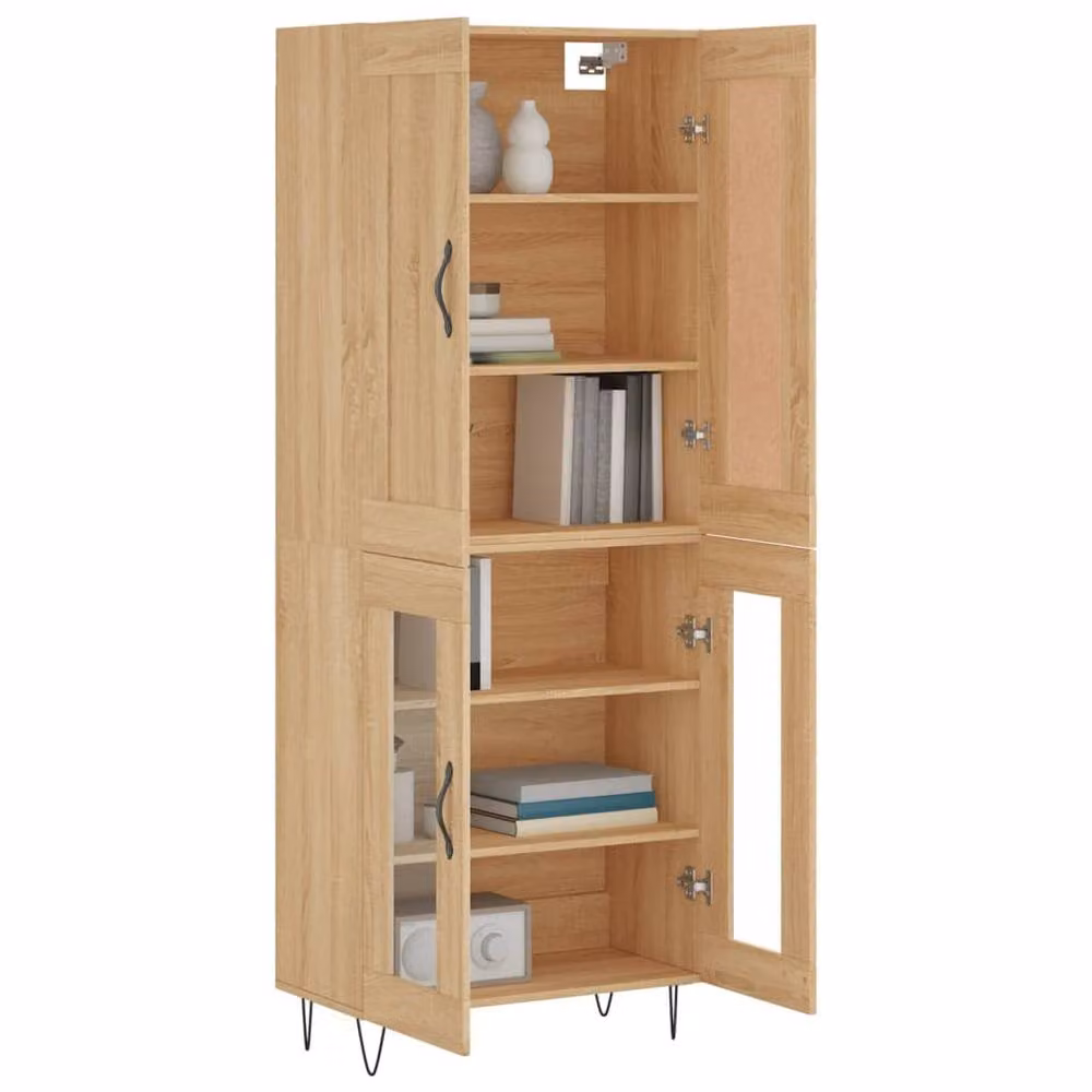 Berkfield Home Sonoma Oak Highboard in Light Brown, W/D/H: 69.5 x 34 x 180 cm – 2