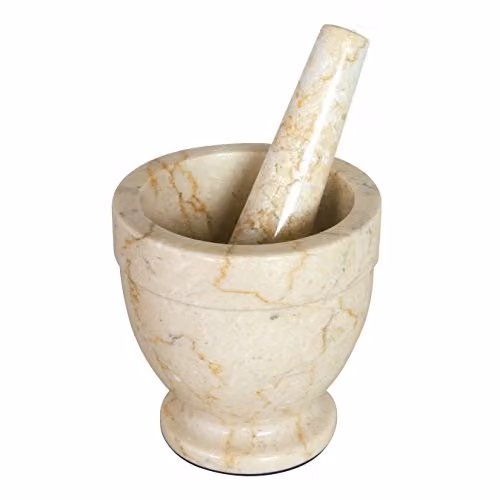 Orsina Marble Mortar and Pestle in Gold and Beige