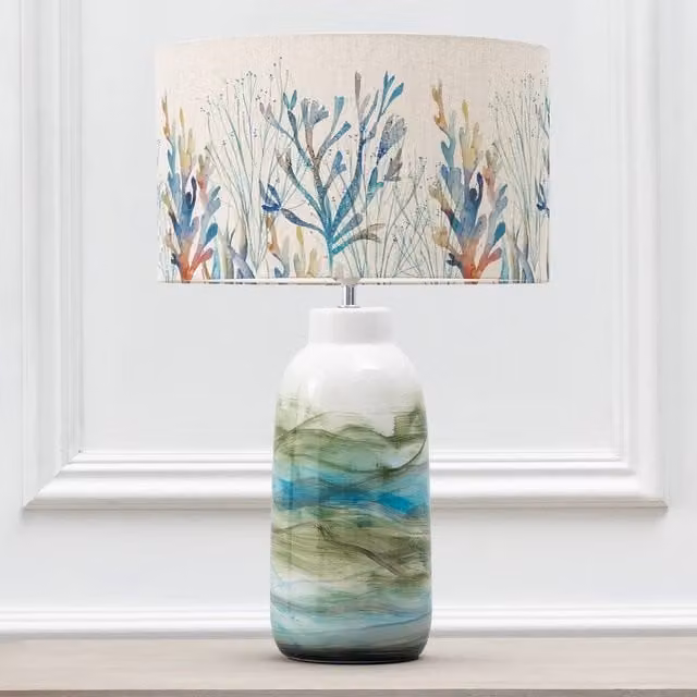 Voyage Maison Javary Ceramic Table Lamp with Green Coral Reef Eva Fabric Lampshade
