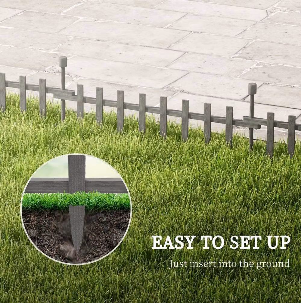 STILVORA 4 Piece Grey Wood Garden Fence Set with Connecting Anchors – 3