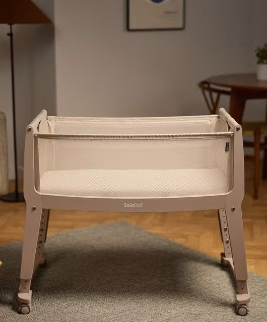 SnuzPod Studio Bedside Crib in Brown Fabric