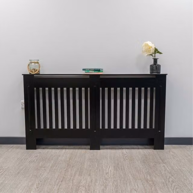 Jack Stonehouse Modern Striped MDF Vertical Line Radiator Cover in Matt Black