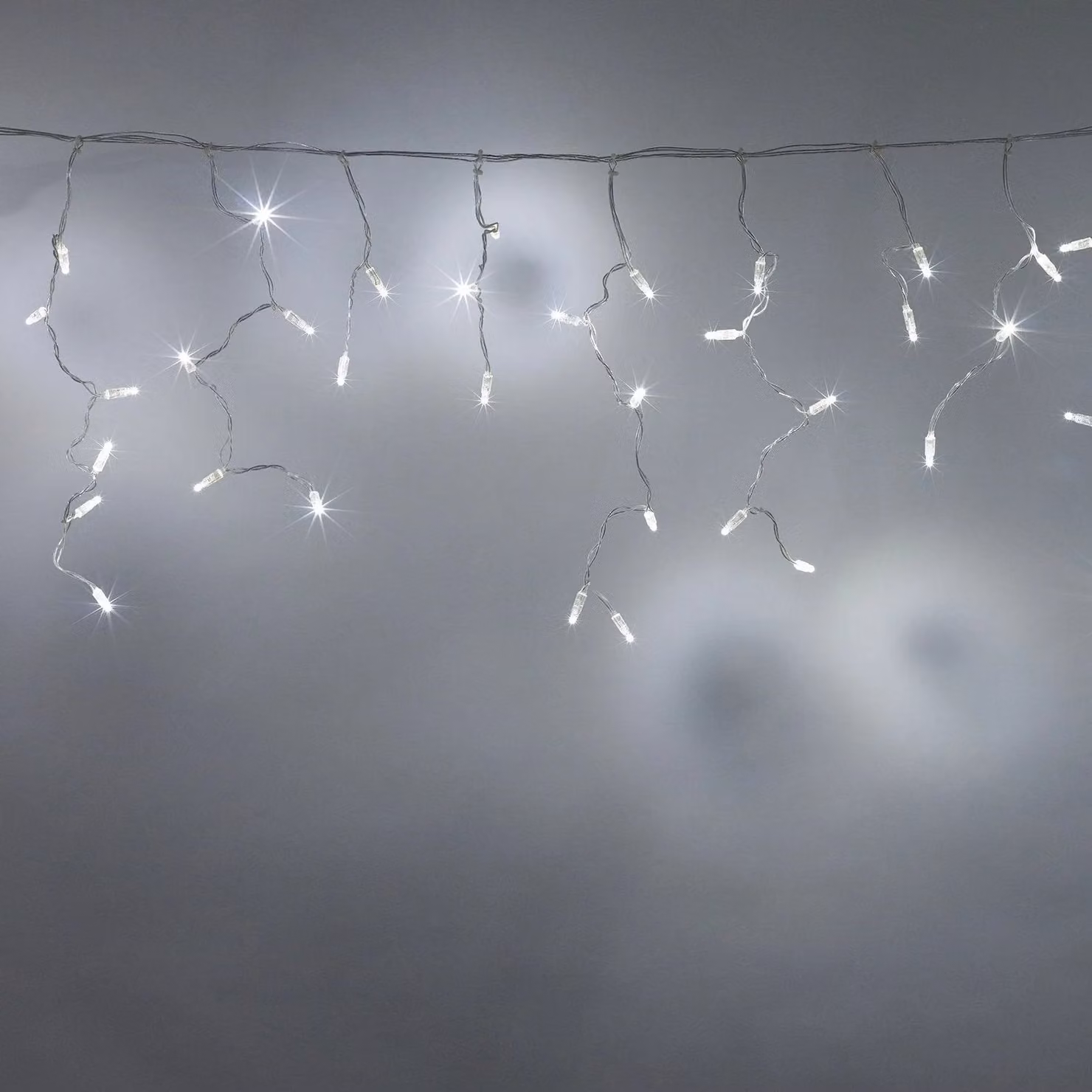 Lights4fun Core Connect White LED Icicle Christmas Lights with Clear Cable, 6m
