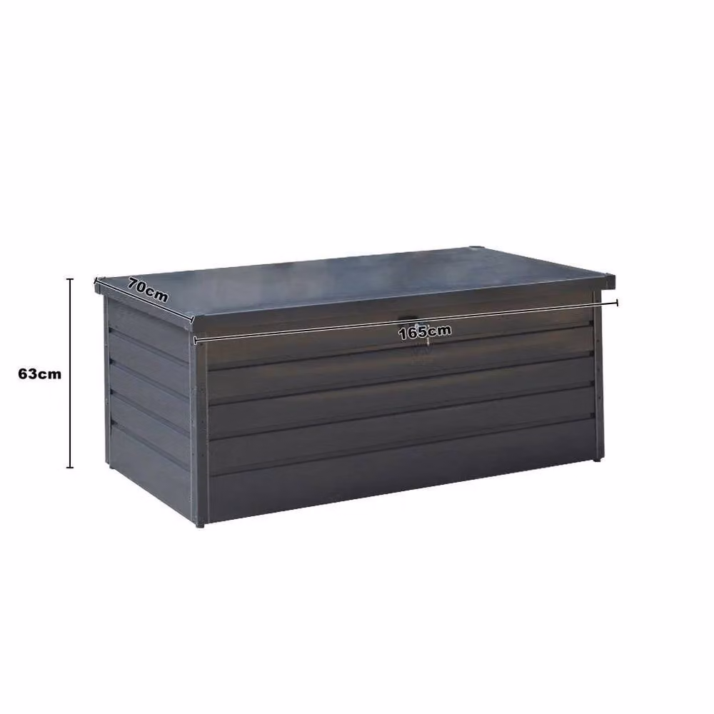 FLAVORA Large Grey Metal Garden Storage Box W/D/H: 165 x 70 x 63 cm – 2