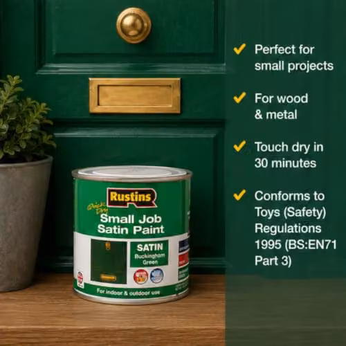 Rustins Small Job Quick Drying Satin Wood Paint in Green, 250 ml – 4