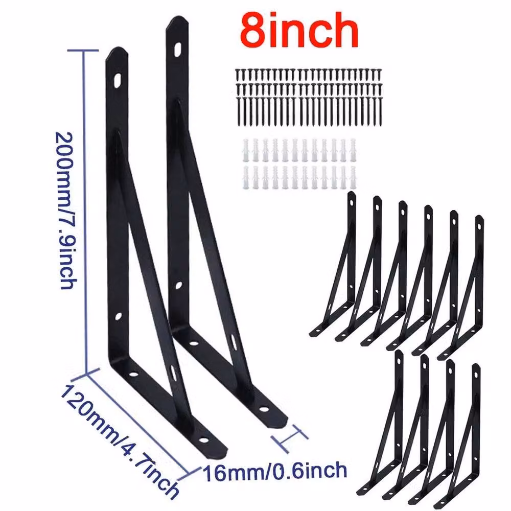 SPETLEK 12-Piece L-Shaped Steel Wall Mounted Shelf Brackets in Matt Black – 3