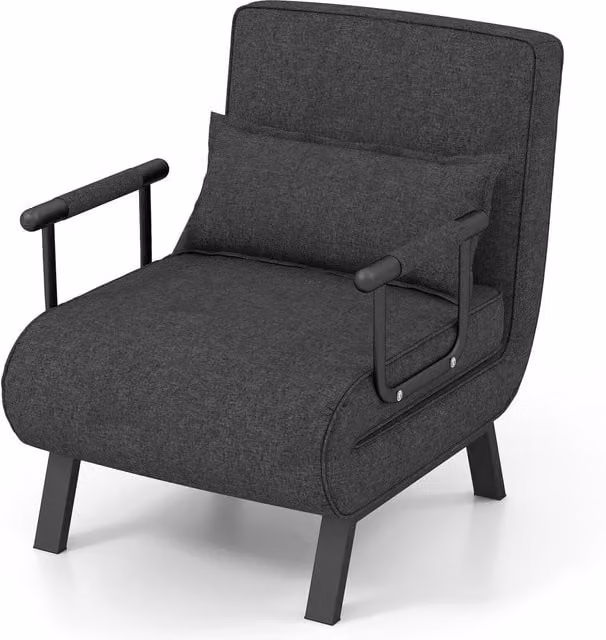 Costway Convertible Single Folding Sofa Bed and Relax Recliner Chair with 6 Adjustable Backrest Positions in Dark Grey – 1