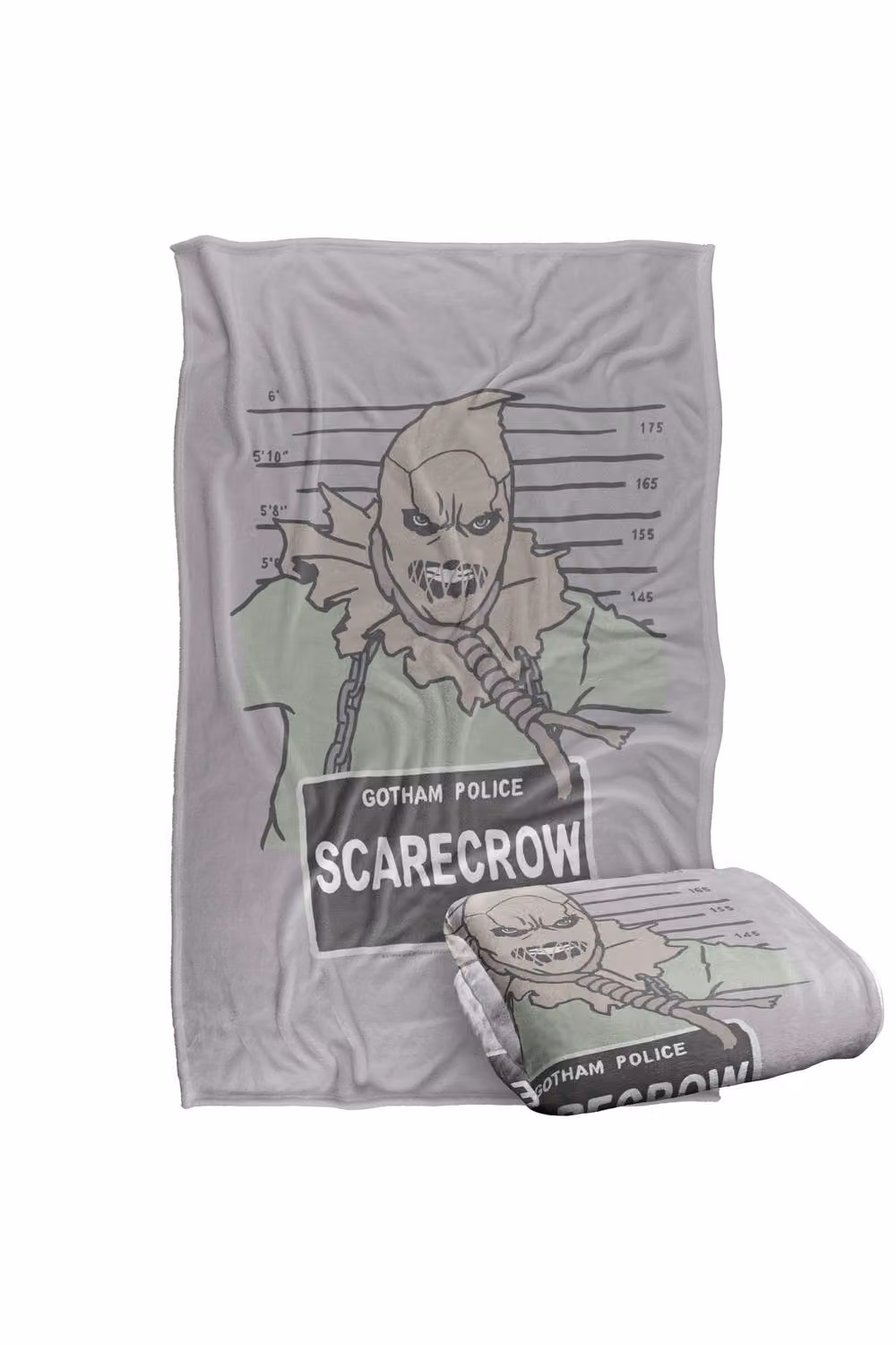 Warner Bros. Batman The Scarecrow Mugshot Super Soft Fluffy Polyester Throw Blanket in Grey and Multicolour, Large – 2