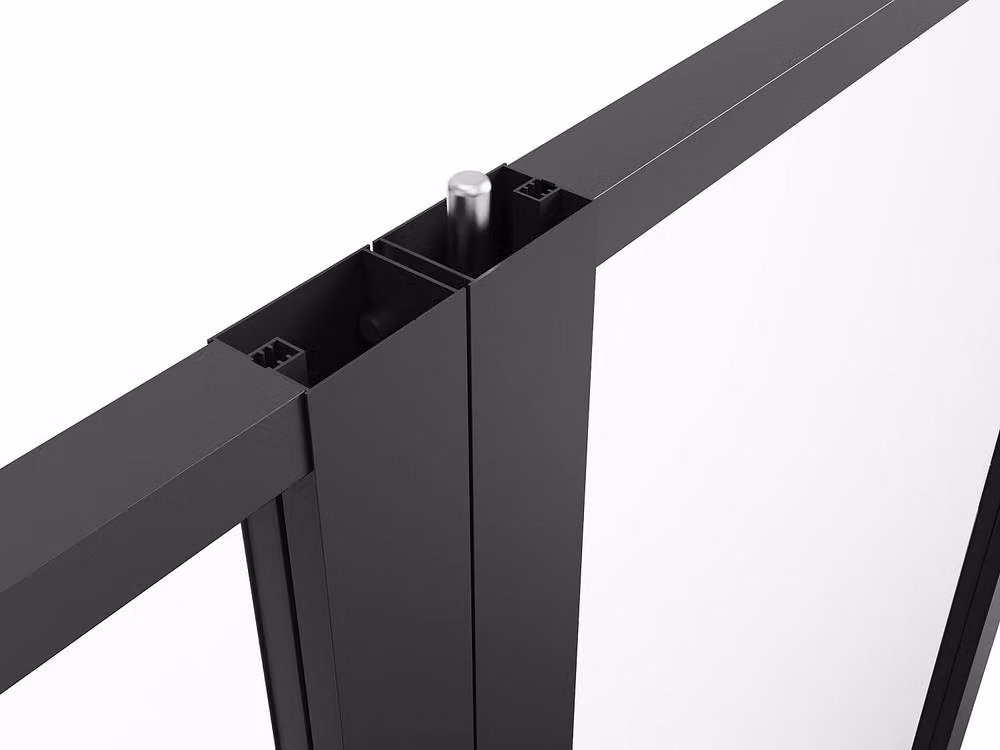 Loxton Reversible Double Door Unit in Black Aluminium and Tempered Glass, Height: 204 cm – 3