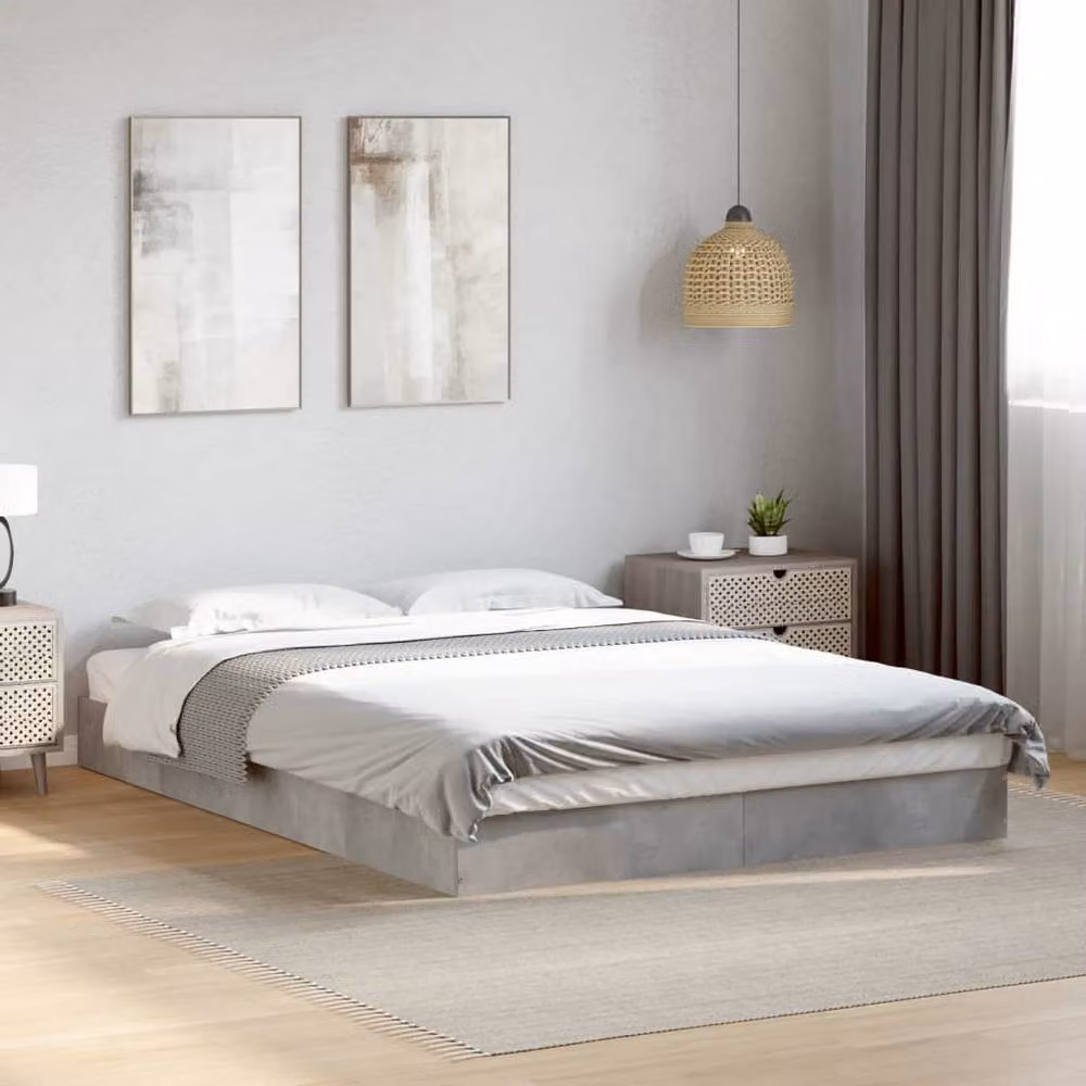 Berkfield Home Modern Bed Frame in Concrete Grey, W: 140 cm, D: 200 cm – 2