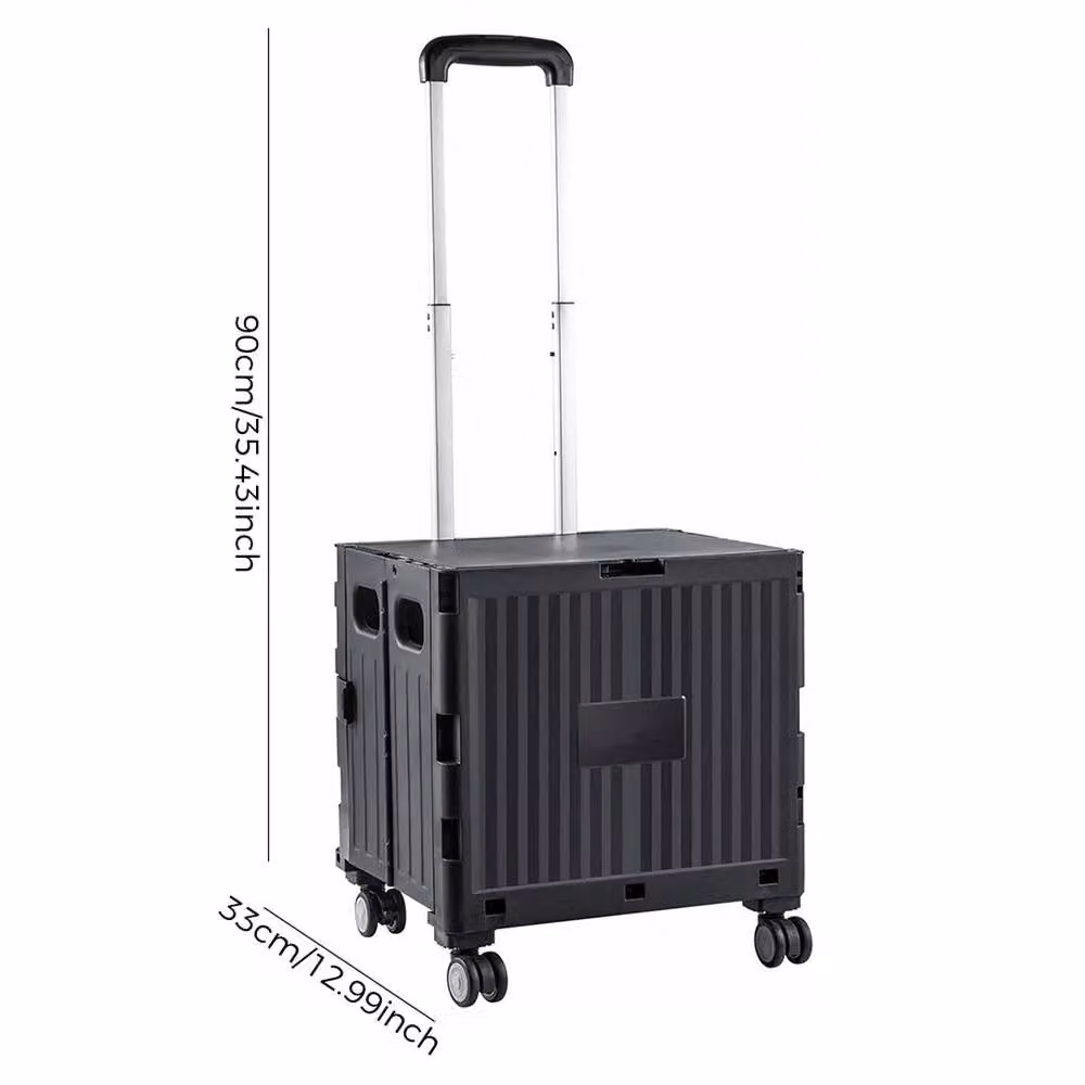 NESTLUNE Foldable Wheeled Shopping Trolley Box with Lid, Black – 2