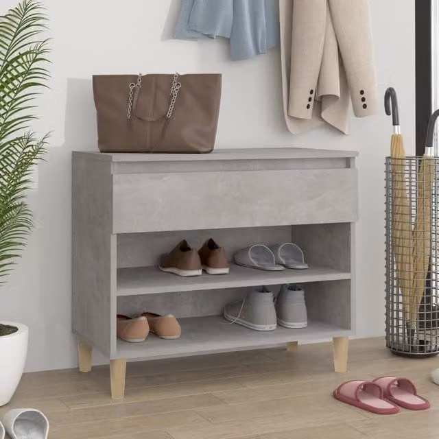 Berkfield Home Modern Grey Shoe Cabinet with Doors and Drawers, W/D/H: 70 x 36 x 60 cm – 1