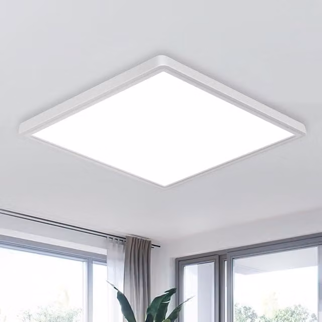COMELY Modern Square LED Flush Ceiling Light, 24W, White, 6500K Cool White
