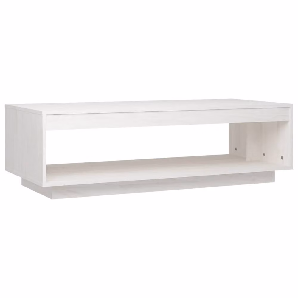 Berkfield Home White Solid Pinewood Coffee Table W/D/H: 110 x 50 x 33.5 cm – 2