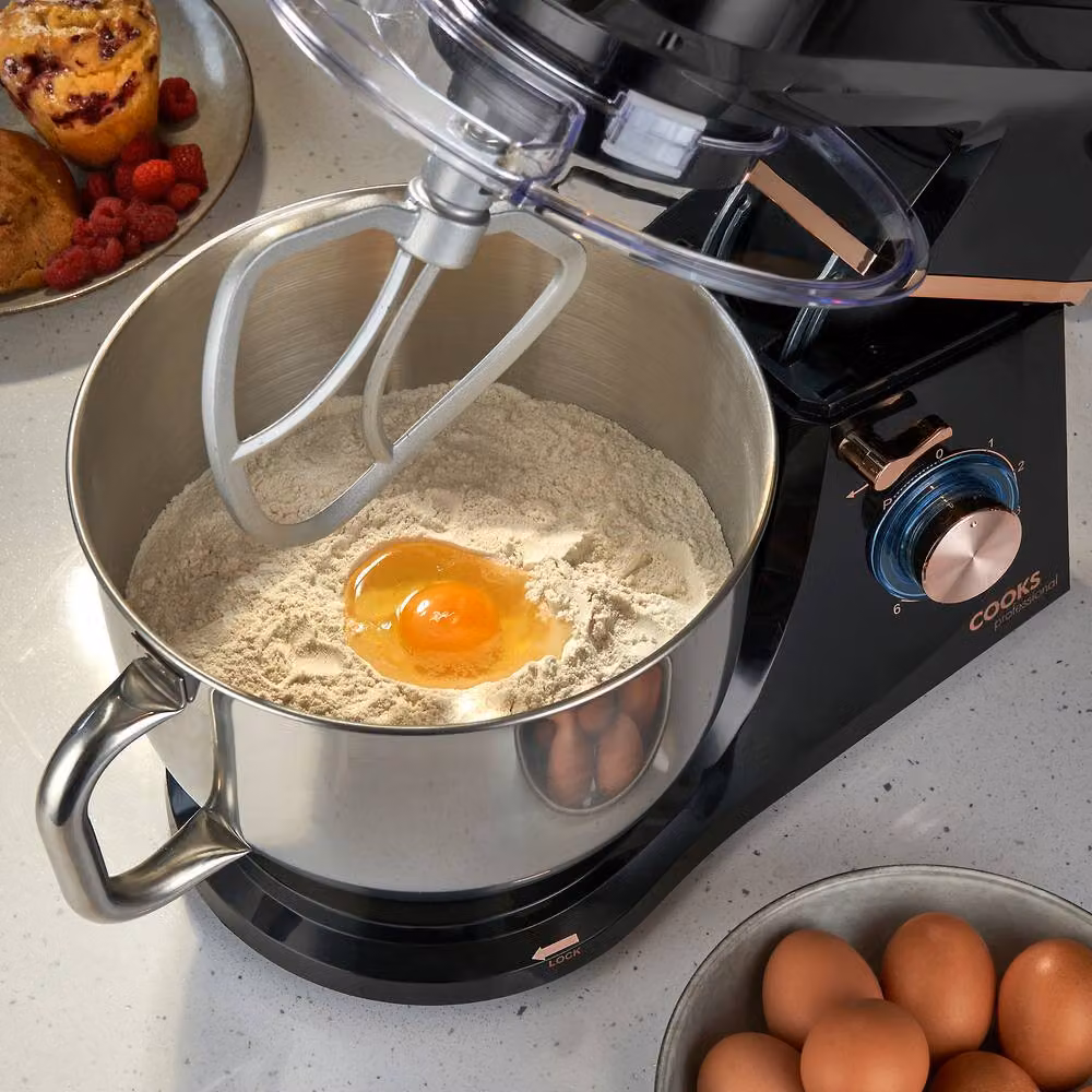 Cooks Professional Stand Mixer 1200W with 6 Speeds, Pulse Function and 7L Mixing Bowl in Gold and Black – 5