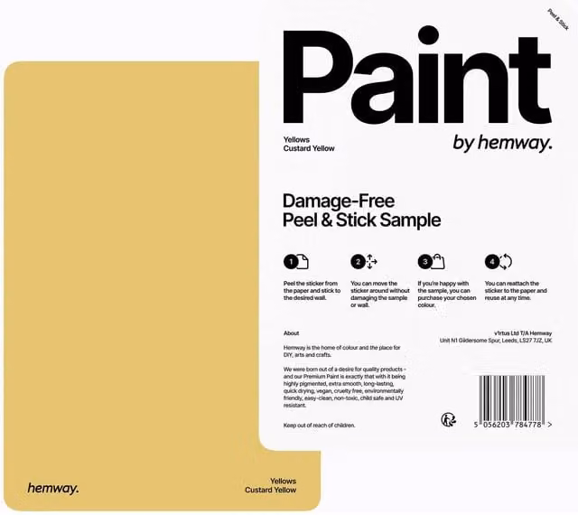 Hemway Chalk Paint A5 Peel and Stick Sample Swatch in Custard Yellow
