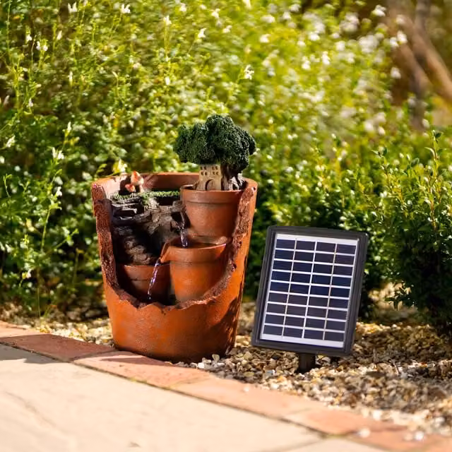 Primrose Brown Solar Powered Tabletop Cascading Water Feature