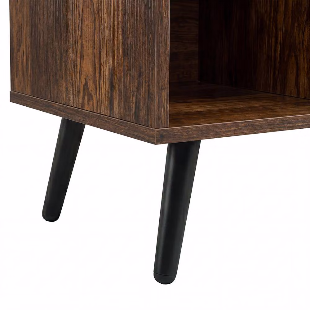 Levede Brown Vintage Record Player Stand and Album Storage Turntable Cabinet – 5