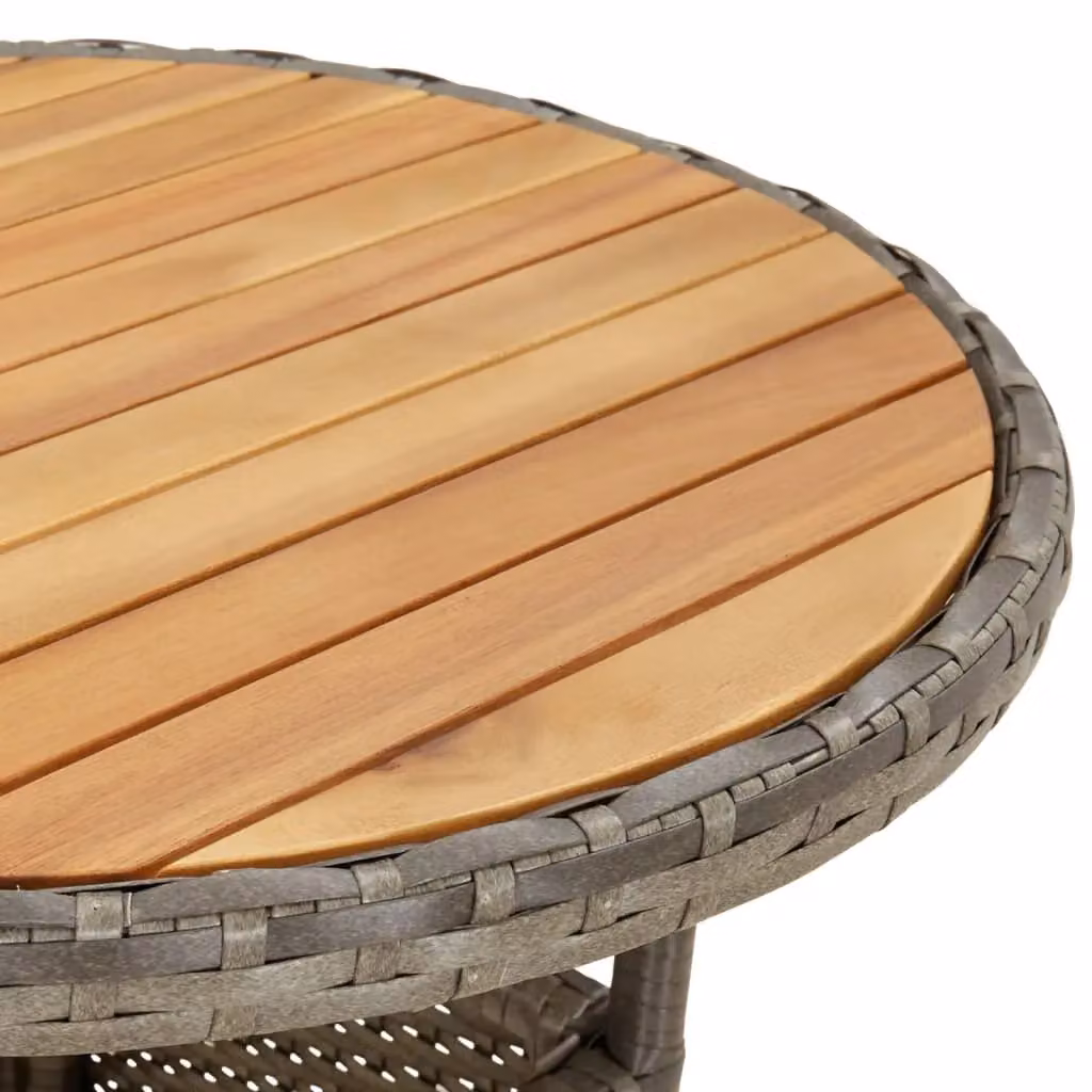Berkfield Home Garden Table in Grey Acacia Wood and Poly Rattan, W: 60 cm, D: 60 cm, H: 75 cm – 3