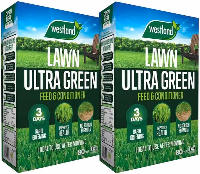 Marshalls Garden Ultra Green Lawn Feed and Conditioner Granulate Twin Pack
