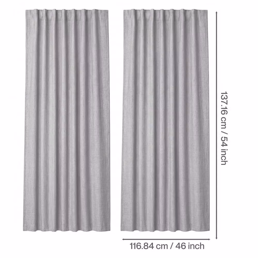 VOGREX Grey Linen Look Thermal Blackout Curtains, Pair – 2