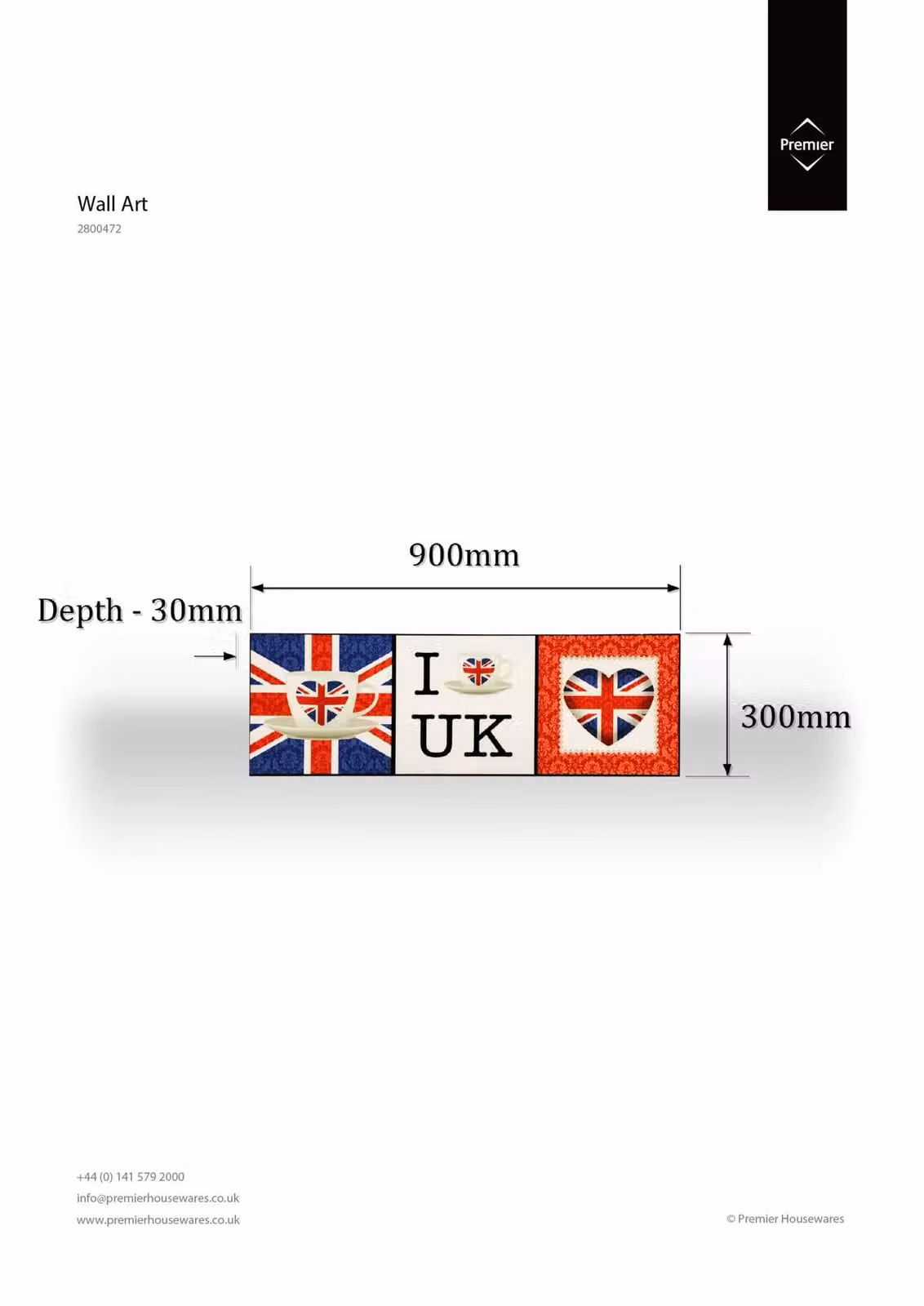 Orsina I Love UK Modern Typography Canvas Wall Art in Red, Blue, White and Multicolour – 2