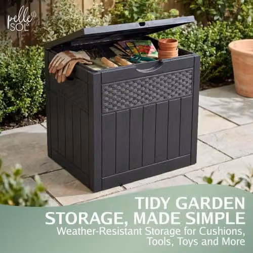 Pelle & Sol 126L Black Plastic Outdoor Storage Box with Castors and Lock for Garden, Balcony or Terrace Organisation – 2