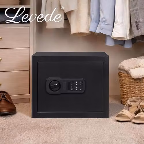 Levede 31L Fireproof Electronic Security Safe Box in Black with Digital Keypad and Keys for Cash and Jewellery Storage – 7