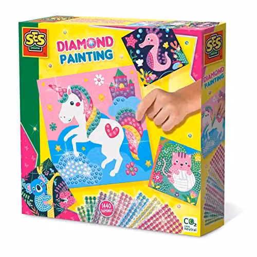 SES Creative 14701 Happy Animals Diamond Painting Mosaic Kit in Multicolour