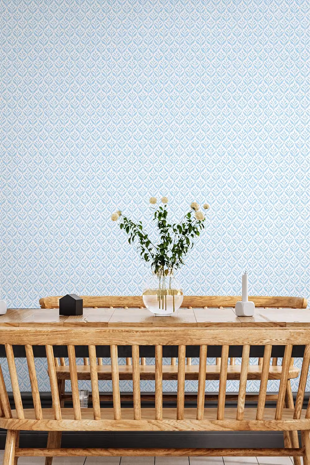 Hoopla Walls Mini Leaf Sky Blue Botanical Floral Wallpaper, 10m Roll – 2
