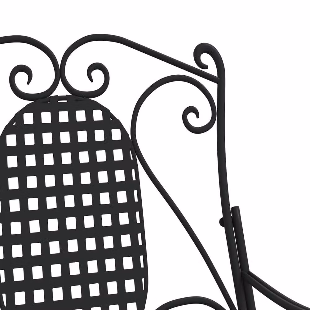 Berkfield Home Classic Rocking Bench in Black Matt Metal, Width: 84 cm – 6