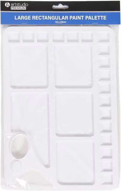 Art Studio White Rectangular Plastic Paint Palette for Professionals