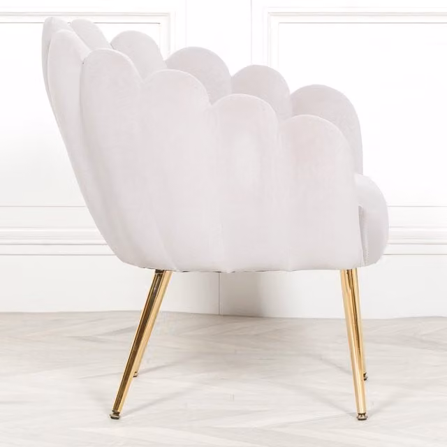 Glasstone Deco Grey Velvet Dining and Bedroom Chair with Armrests and Gold Metal Legs