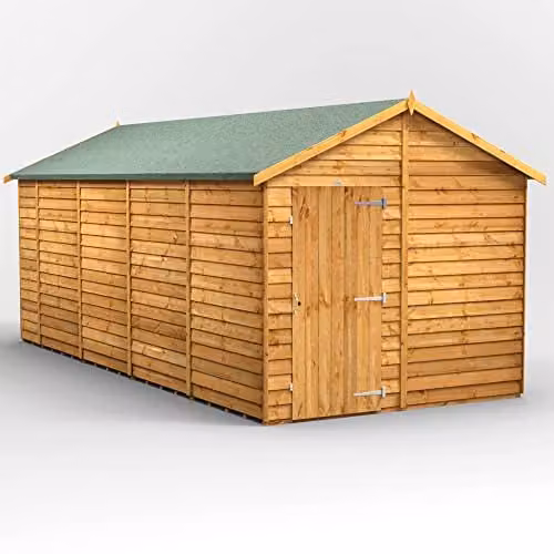 Powersheds Premium Apex Wooden Garden Shed in Natural Brown, Windowless Overlap Design with Floor