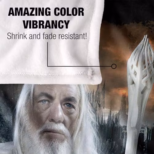 Warner Bros. The Lord Of The Rings Gandalf The White Super Soft Fleece Throw Blanket, W/D/H: 91 x 147 cm, White/Multicolour – 3