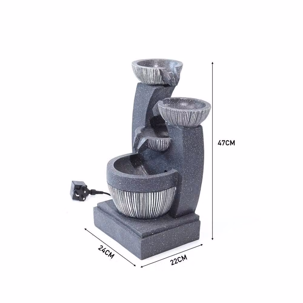 FLAVORA Grey Electric Water Fountain with LED Light and Cascade Flow, W/D/H: 100 x 100 x 47 cm – 2