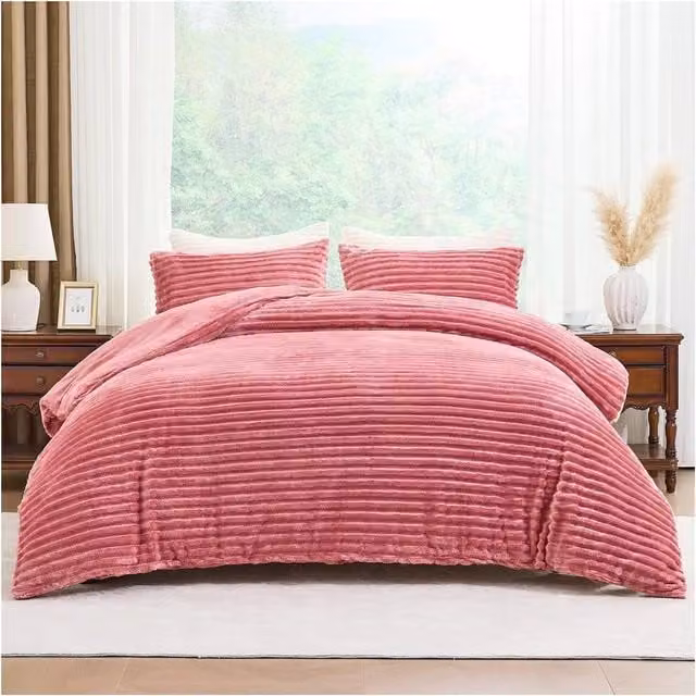 Gaveno Cavailia Osum Ribbed Duvet Cover and Pillowcase Set in Pink, W: 180 cm, H: 200 cm