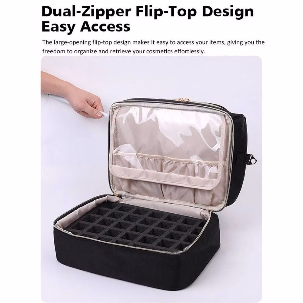 Kelvenix Black Double-Layer Nail Kit Carrying Case and Cosmetic Bag – 3