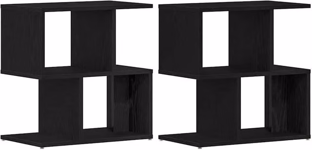 Berkfield Home Set of 2 Modern Black Oak Bedside Cabinets, W/D/H: 50 x 30 x 51.5 cm
