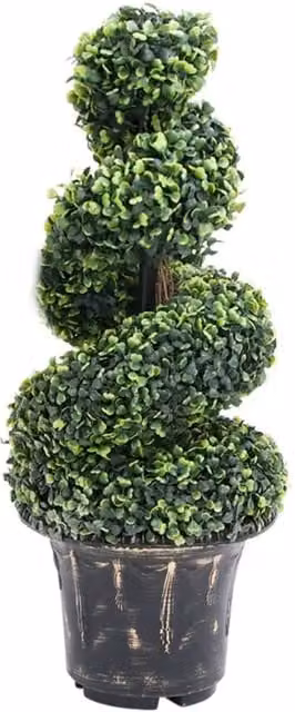 Berkfield Home Artificial Green Boxwood Spiral Potted Plant, Height: 89 cm