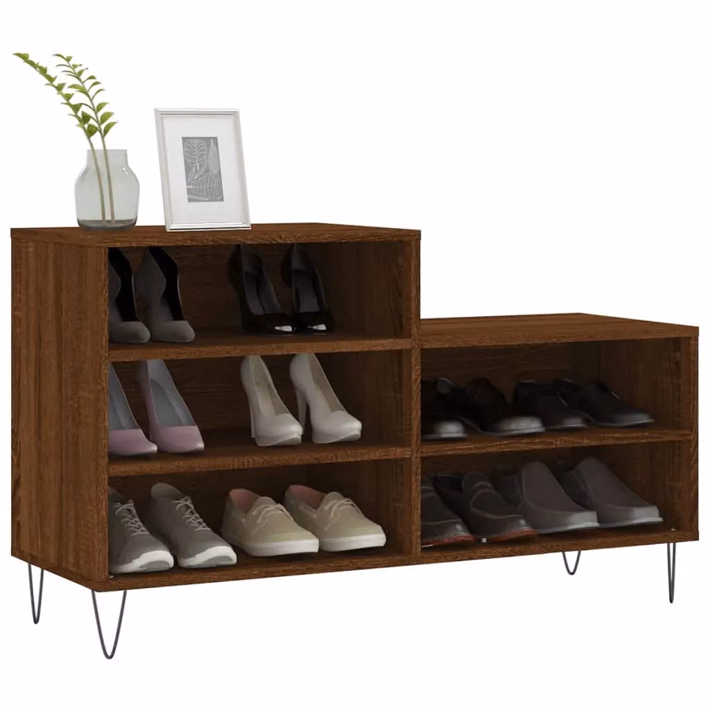 Berkfield Home Modern Brown Oak Shoe Cabinet W/D/H: 102 x 36 x 60 cm – 3