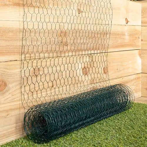 Samuel Alexander Green PVC Coated Galvanised Steel Chicken Garden Wire Netting Fencing W: 60 cm, H: 25 mm, L: 5 m – 2