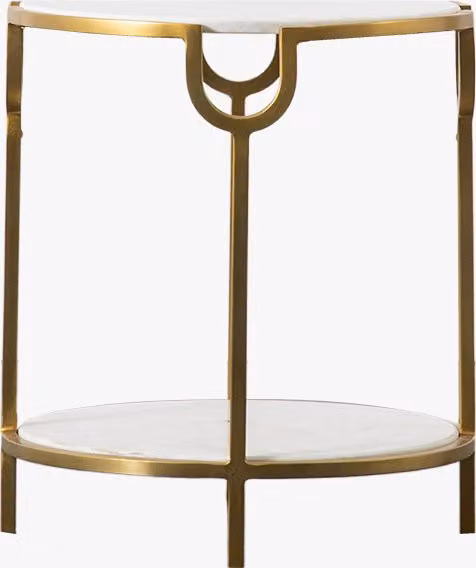 Perch & Parrow Art Deco Round White Marble and Gold Side Table