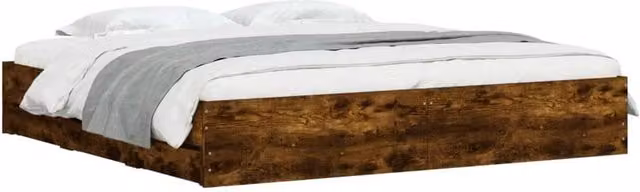 Berkfield Home Modern Bed Frame with Drawers in Smoked Oak Brown, W/D/H: 160 x 203 x 33 cm – 1